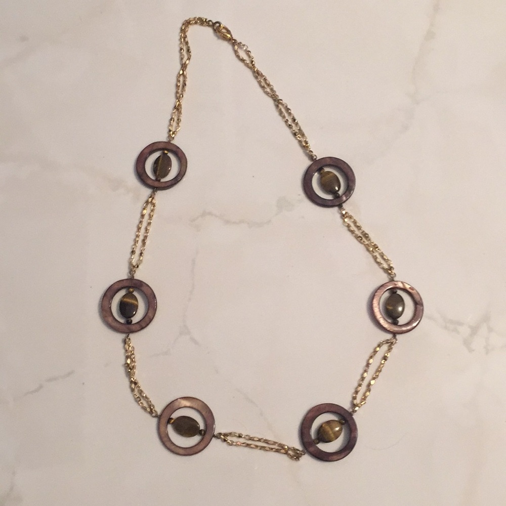 Gold chain and tortoise shell necklace